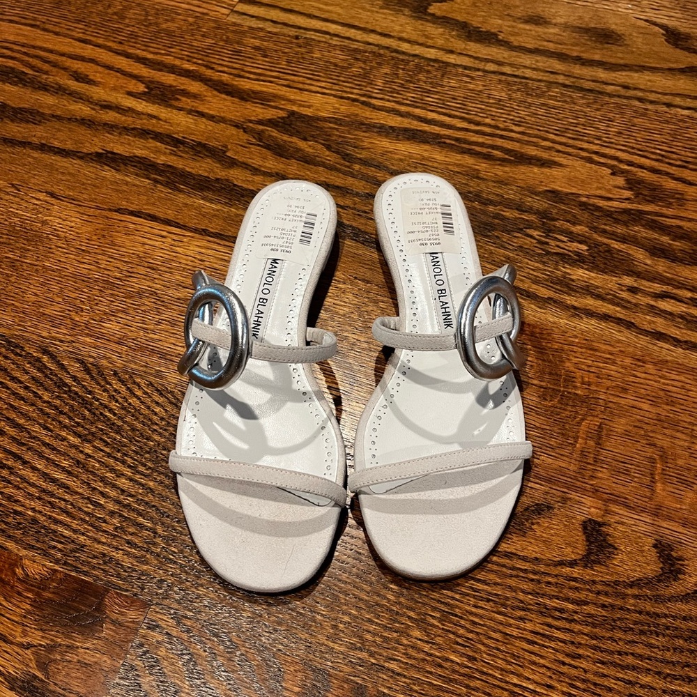 Manolo Blahnik Piedad Suede Slide Sandals